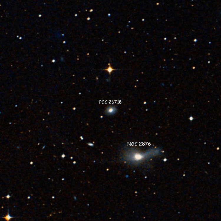 DSS image of region near lenticular galaxy PGC 26718, also showing its probable companions, NGC 2876