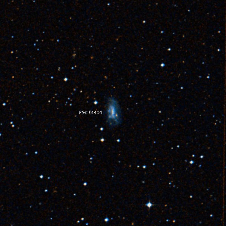 DSS image of region near spiral galaxy PGC 51404, which is often misidentified as IC 4407