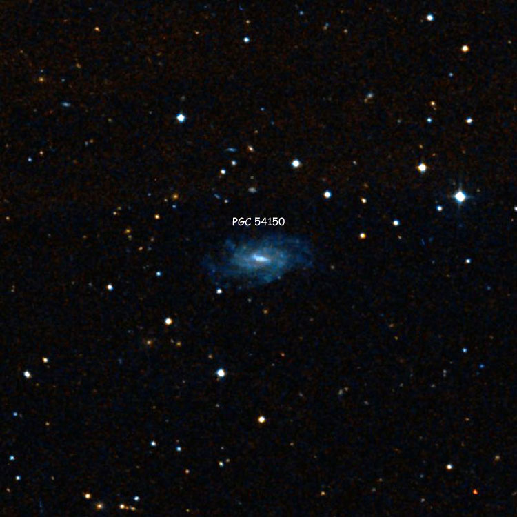 DSS image of region near spiral galaxy PGC 54150, often misidentified as NGC 5881