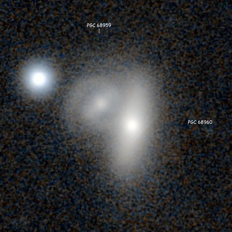 DSS image of the lenticular galaxy (PGC 68960) and star that Burnham thought might be NGC 7287; also shown is the much fainter and much more distant lenticular galaxy PGC 68959