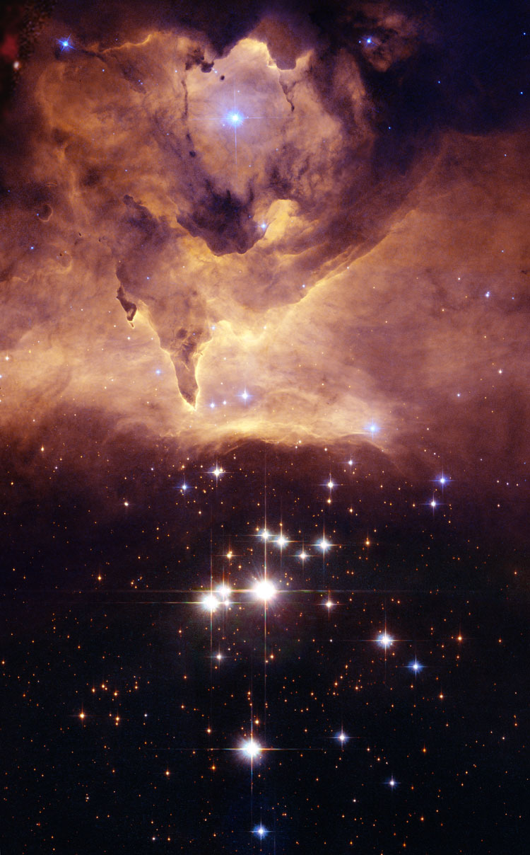 HST image of clouds of gas and dust near Pismis 24