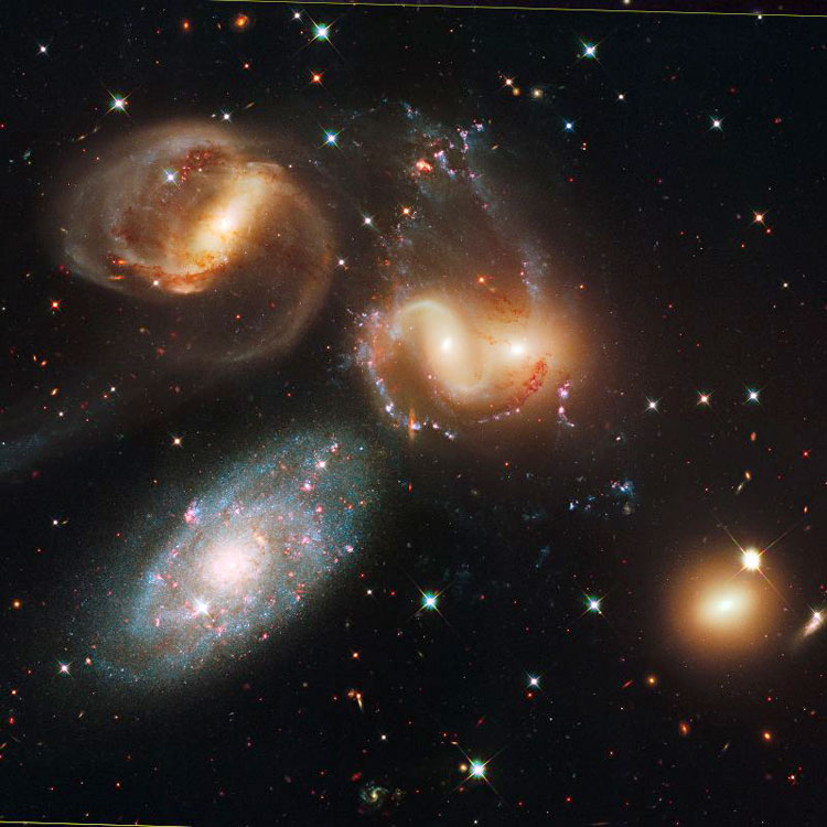 HST image of Stephans Quintet, also known as Arp 319 and Hickson Compact Group 92
