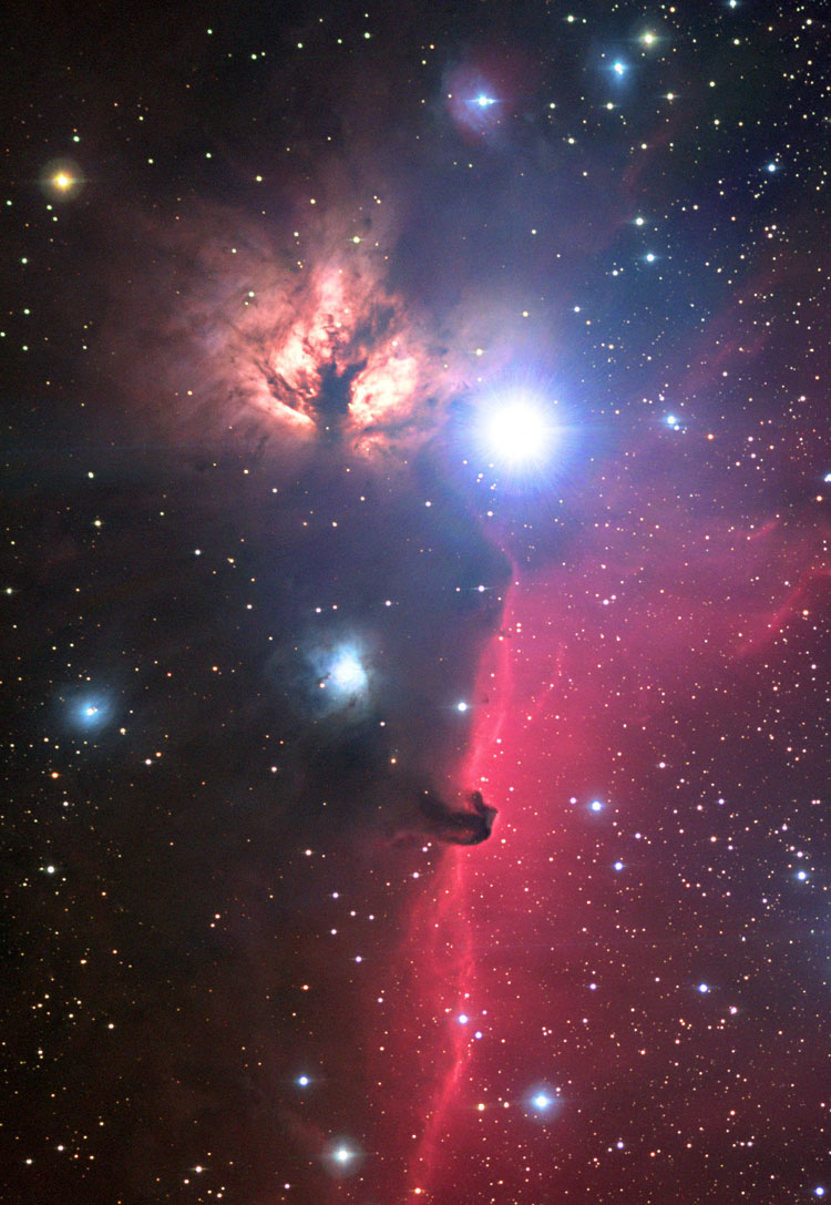 NOAO image of emission nebula NGC 2024, also known as the Flame Nebula, also showing the Horsehead Nebula