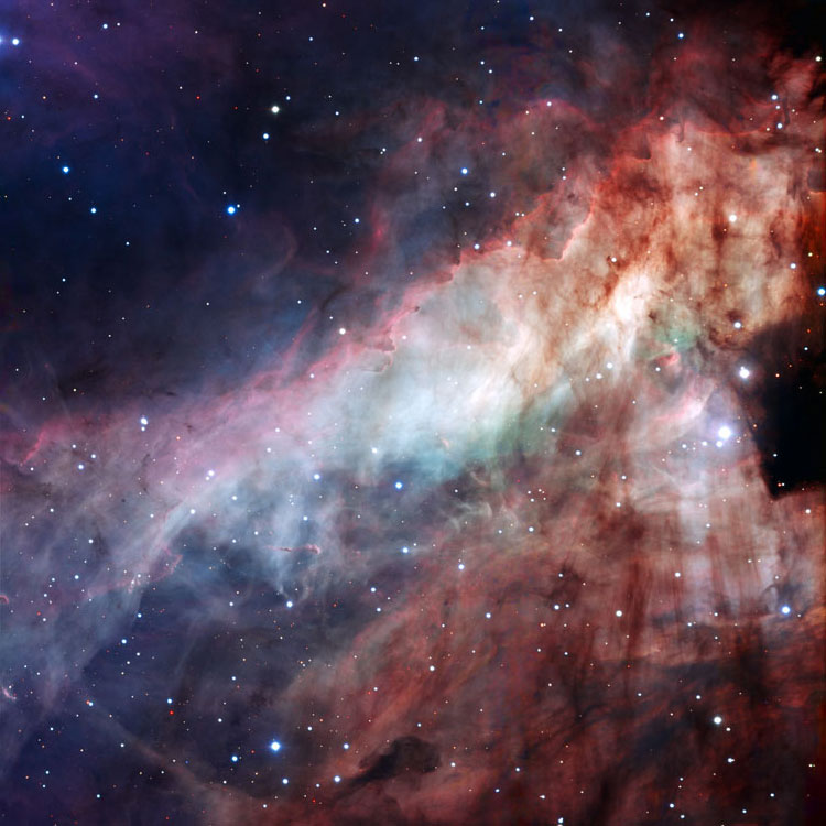 ESO multi-spectral image of emission nebula and open cluster NGC 6618, also known as M17, or the Swan Nebula