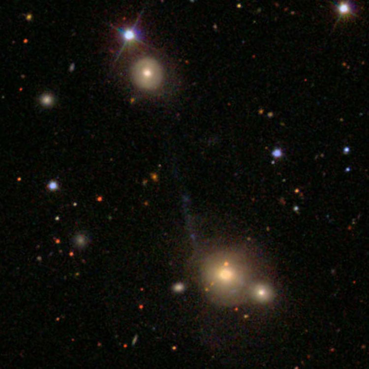 SDSS image of lenticular galaxy PGC 59065 and spiral galaxy PGC 59061, which comprise Arp 103