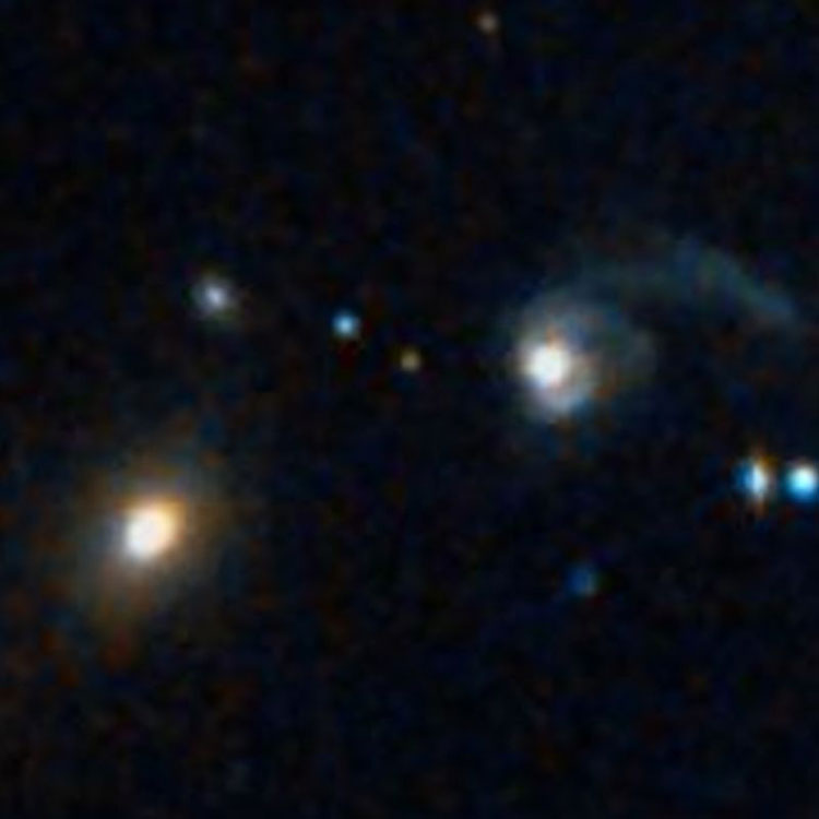 DSS image of elliptical galaxy PGC 56063 and spiral galaxy PGC 56057, which comprise Arp 109