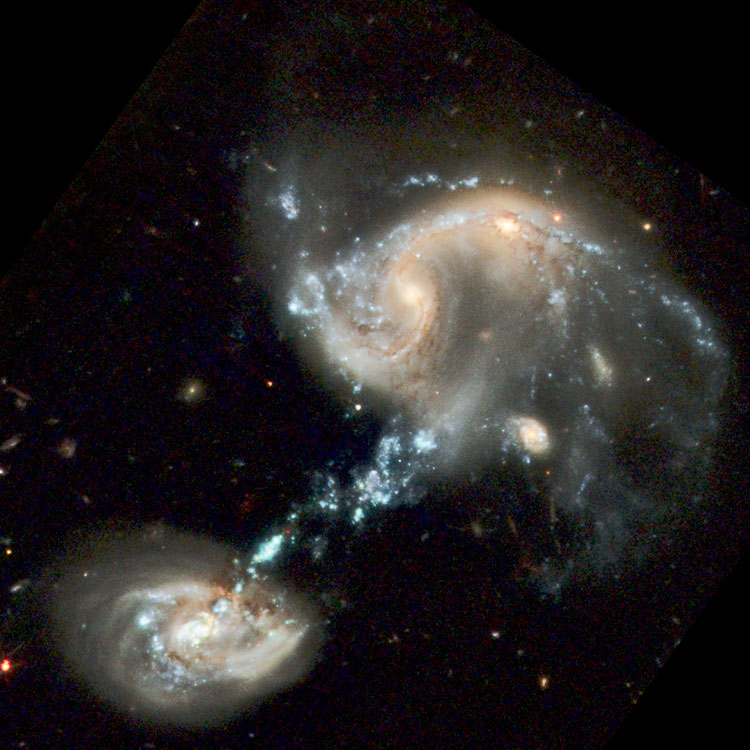 HST image of interacting spiral galaxies PGC 37639 and PGC 101374, which comprise Arp 194