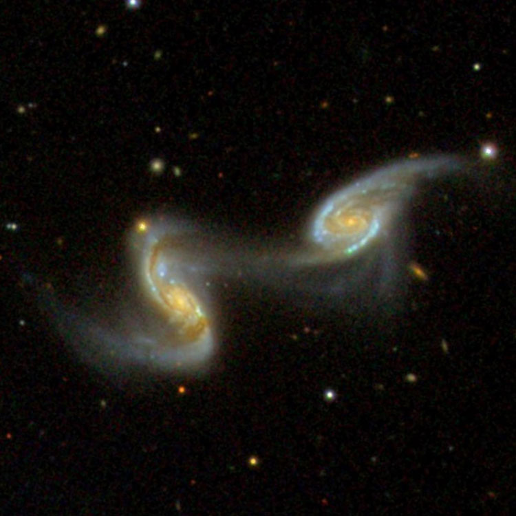 SDSS image of spiral galaxies NGC 5257 and 5258, which comprise Arp 240