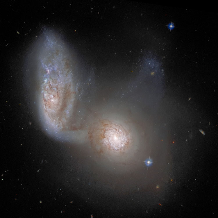 HST image of spiral galaxy NGC 5953 and spiral galaxy NGC 5954, also known as Arp 91