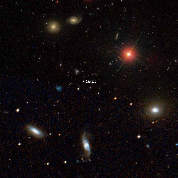 SDSS/DSS composite image of Hickson Compact Group 21