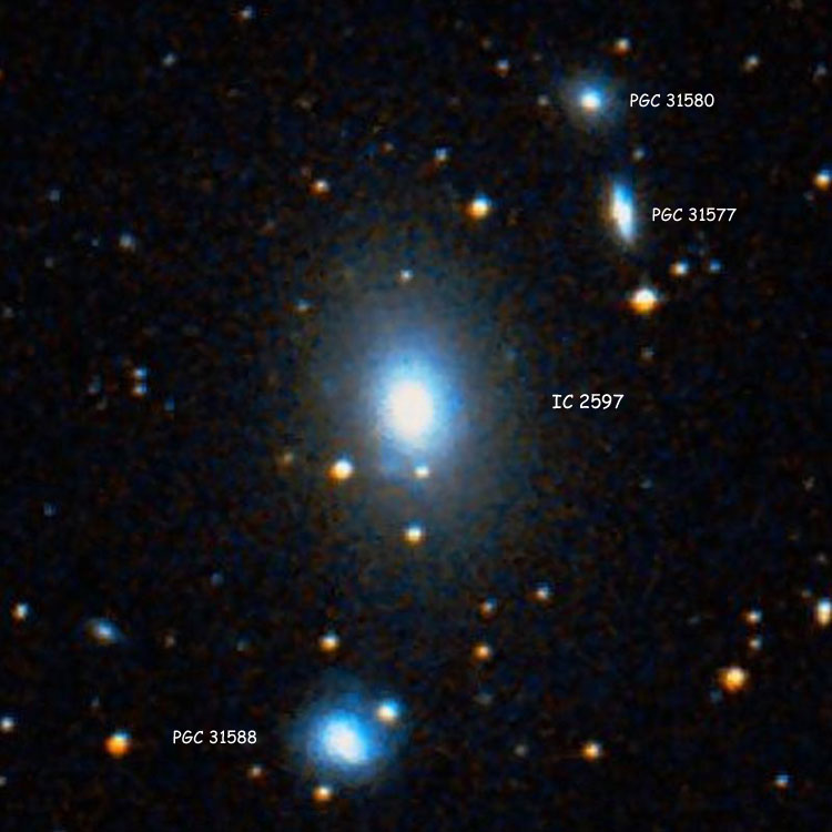 DSS image of Hickson Compact Group (HCG) 48 showing IC/PGC labels