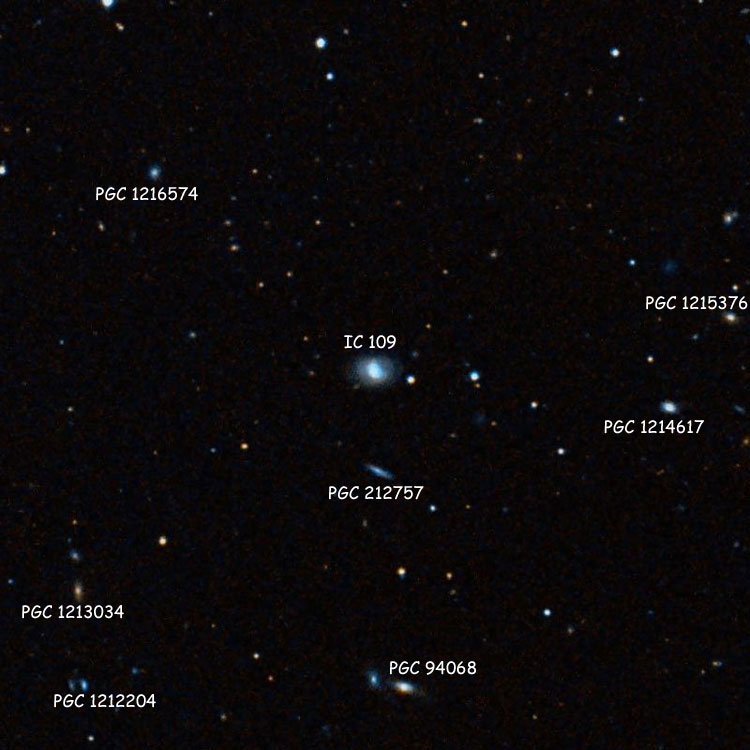 DSS image of region near lenticular galaxy IC 109