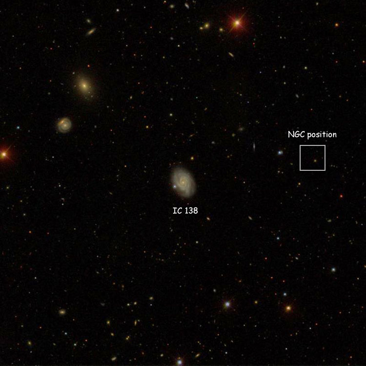 SDSS image of region near spiral galaxy IC 138