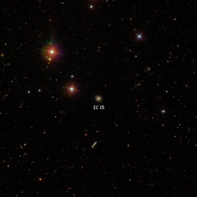 SDSS image of region near spiral galaxy IC 15