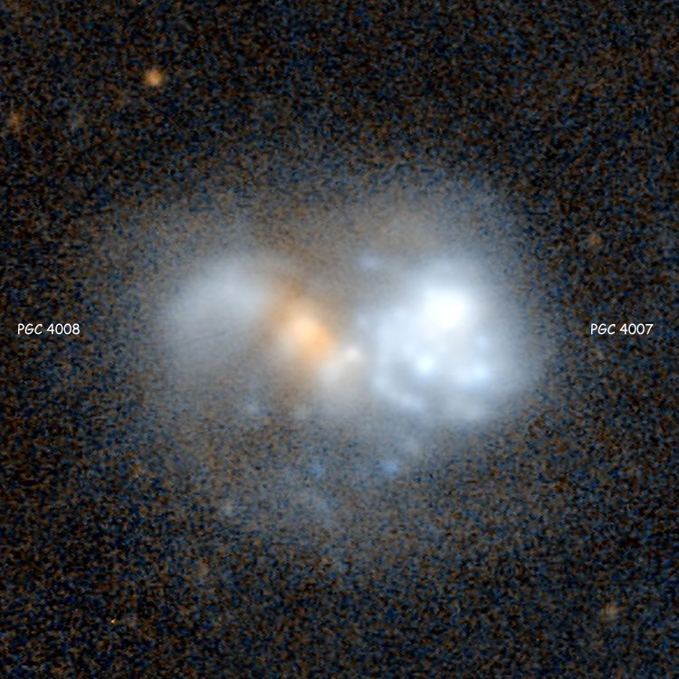 PanSTARRS image of irregular galaxies PGC 4007 and PGC 4008, the interacting pair of galaxies that comprise IC 1623, also known as Arp 236