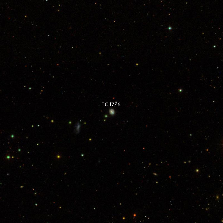 SDSS image of region near peculiar spiral galaxy IC 1726