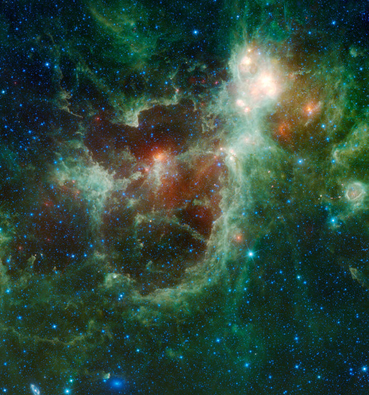 WISE infrared closeup of the Heart Nebula