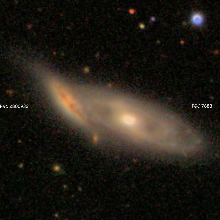 SDSS image of PGC 7683 and 2800932, the pair of spiral galaxies listed as IC 187