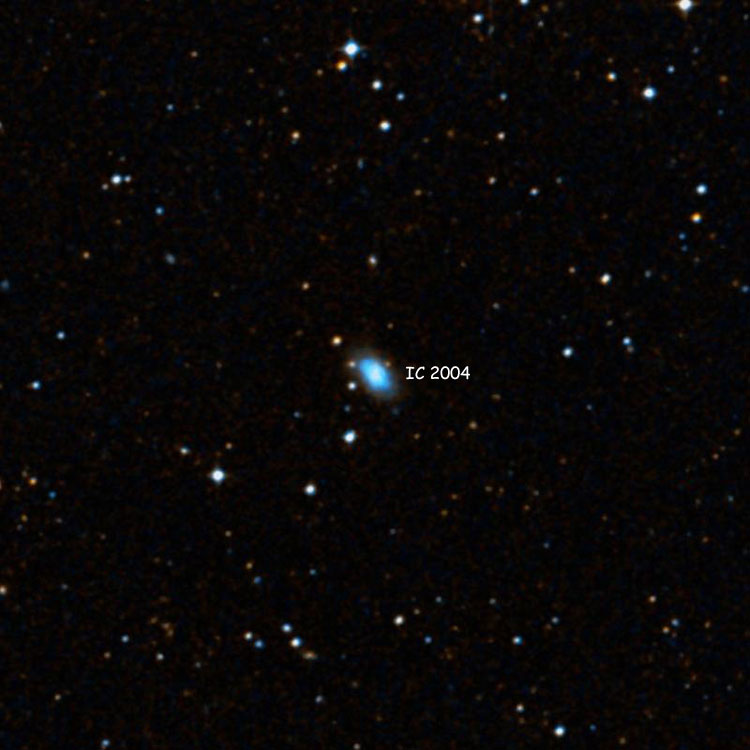DSS image of region near dwarf spiral(?) galaxy IC 2004