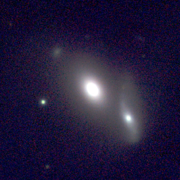 PanSTARRS image of lenticular galaxy IC 2019 and its companion, lenticular galaxy PGC 200219