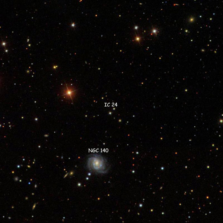 SDSS image of region near the pair of stars listed as IC 24, also showing NGC 140