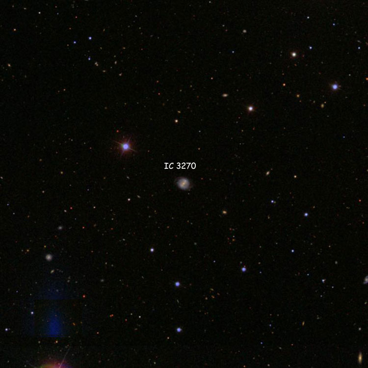 SDSS image of region near spiral galaxy IC 3270