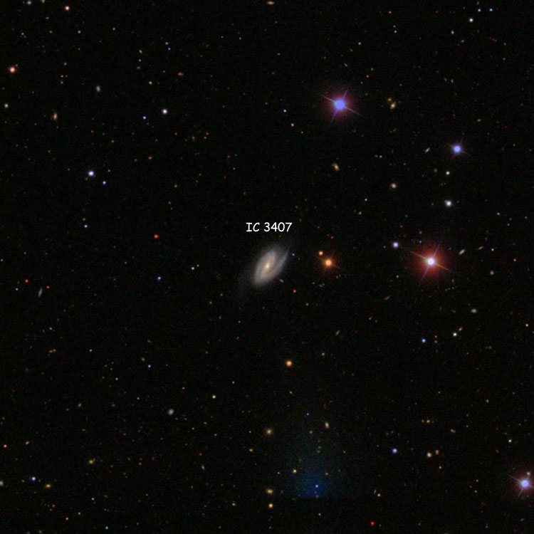 SDSS image of region near spiral galaxy IC 3407