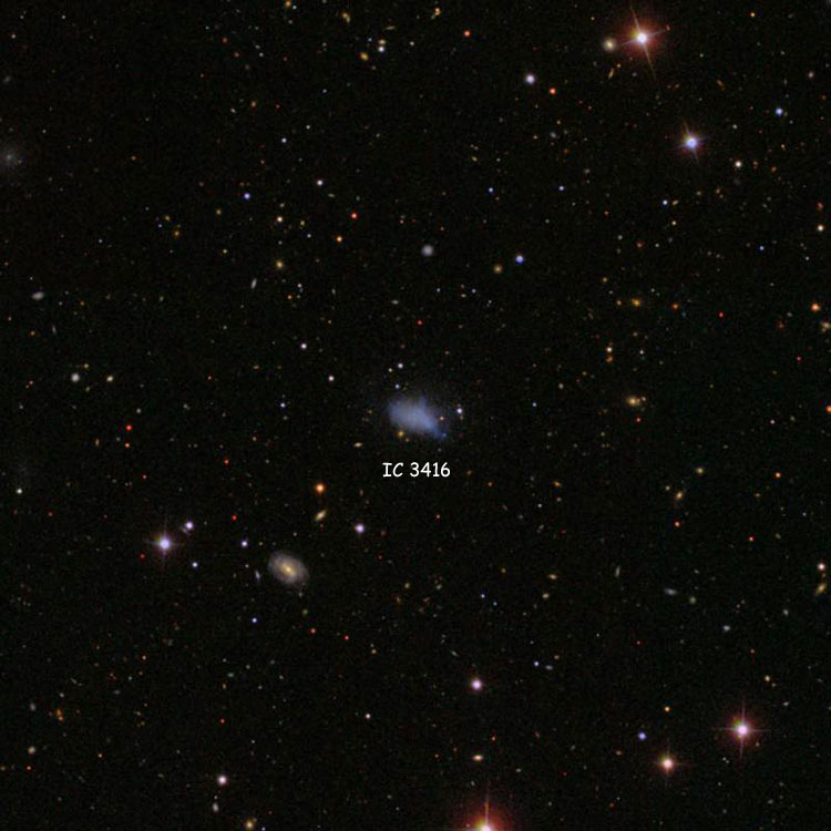 SDSS image of region near irregular galaxy IC 3416
