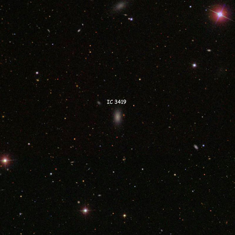 SDSS image of region near elliptical galaxy IC 3419