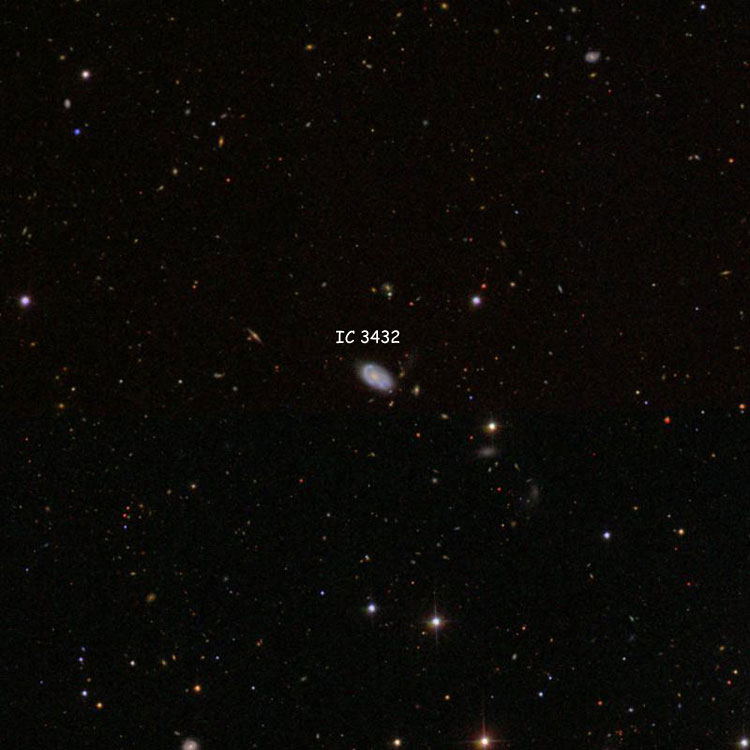 SDSS image of region near spiral galaxy IC 3432