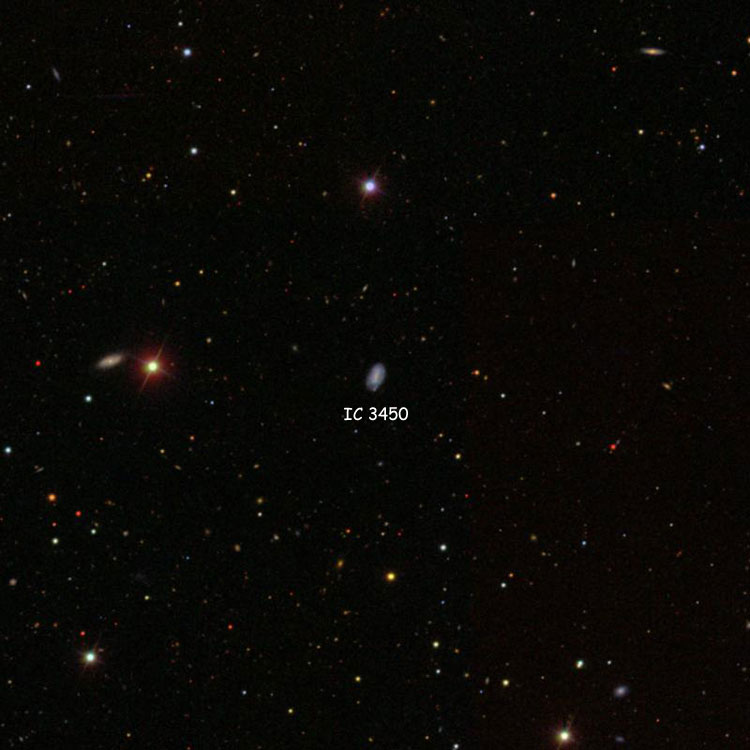 SDSS image of region near spiral galaxy IC 3450