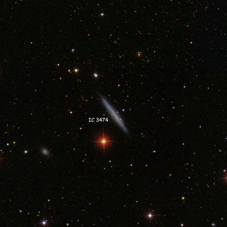 SDSS image of region near spiral galaxy IC 3474