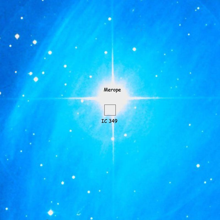 DSS image showing location of reflection nebula IC 349