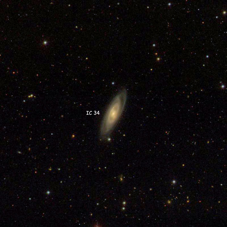 SDSS image of region near spiral galaxy IC 34