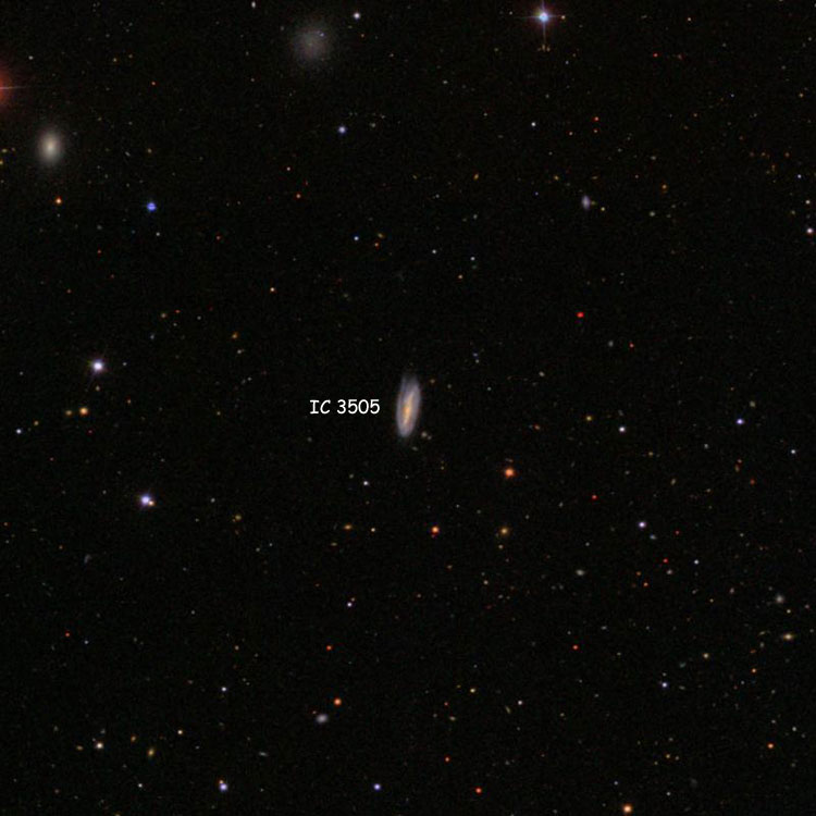 SDSS image of region near spiral galaxy IC 3505