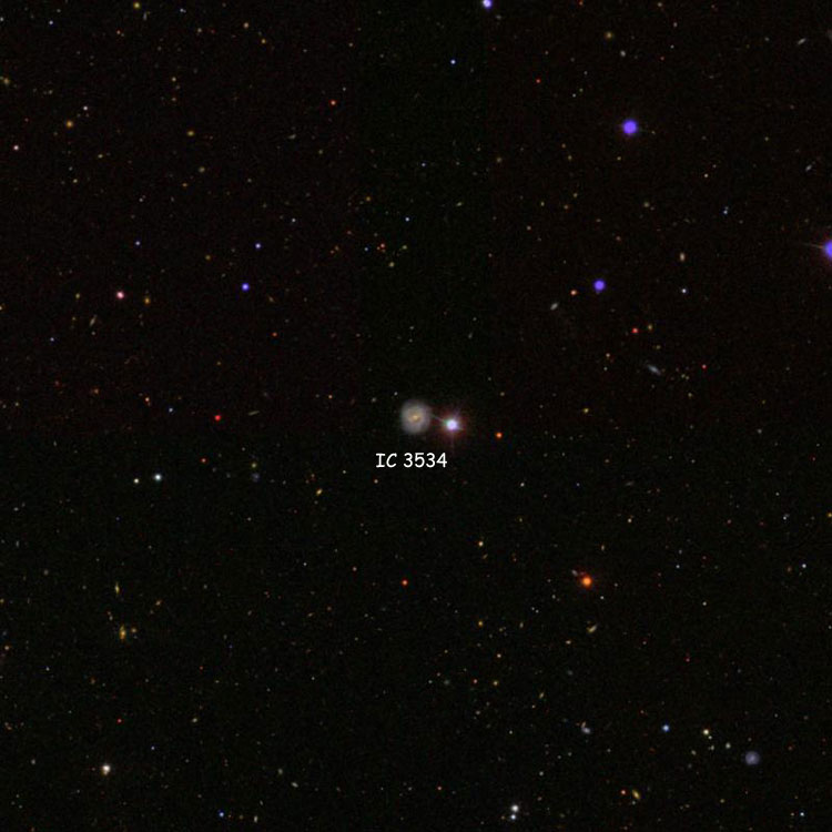 SDSS image of region near spiral galaxy IC 3534