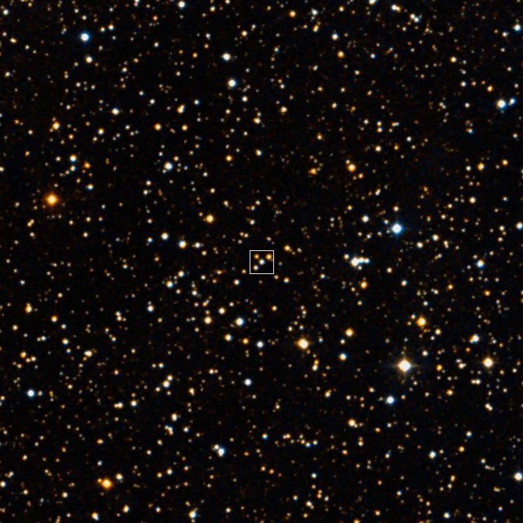 DSS image of region near the group of stars thought to be IC 406 (as indicated by the box at the center of the image)