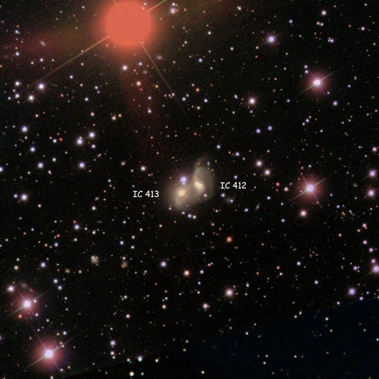 SDSS image of region near the pair of interacting galaxies that are listed as IC 412 and 413 overlaid on a DSS background to fill in missing areas