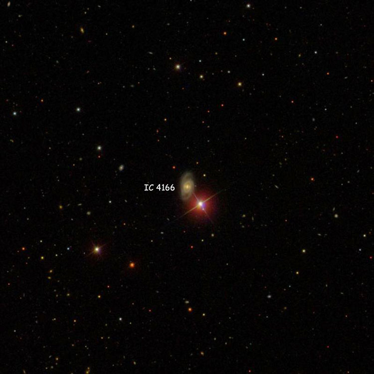 SDSS image of region near spiral galaxy IC 4166