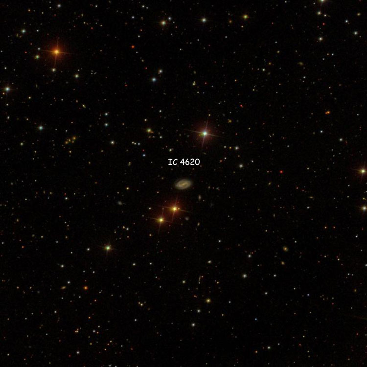 SDSS image of region near spiral galaxy IC 4620