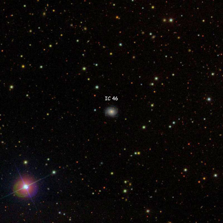 SDSS image of region near spiral galaxy IC 46