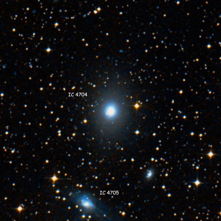 DSS image of region near lenticular galaxy IC 4704, also showing IC 4705