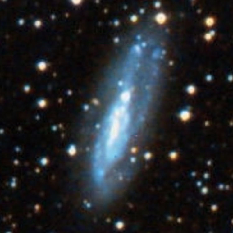 DSS image of spiral galaxy IC 4720, merged with a Wikisky cutout of an image uploaded by Jim Riffle to provide extra detail