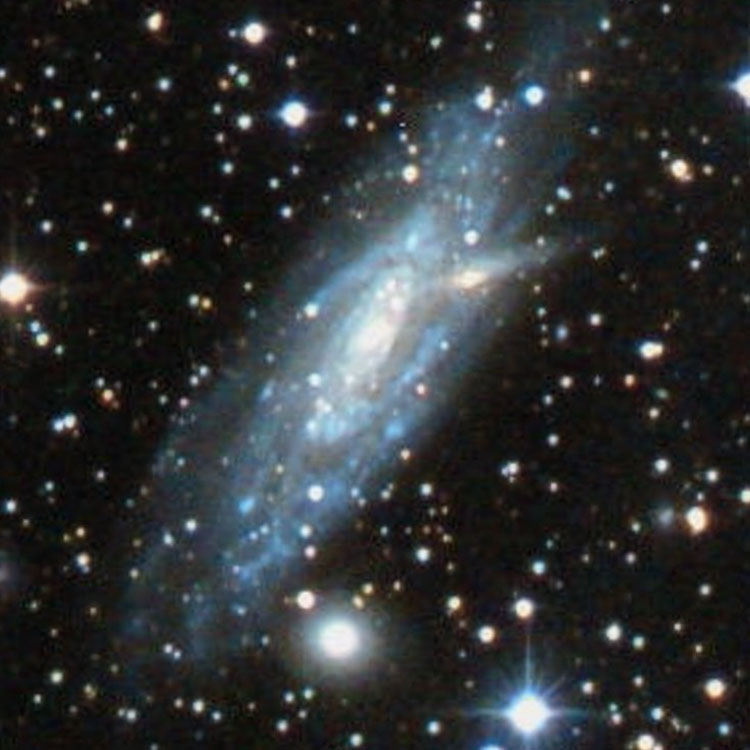DSS image of spiral galaxy IC 4721, merged with a Wikisky cutout of an image uploaded by Jim Riffle to provide extra detail