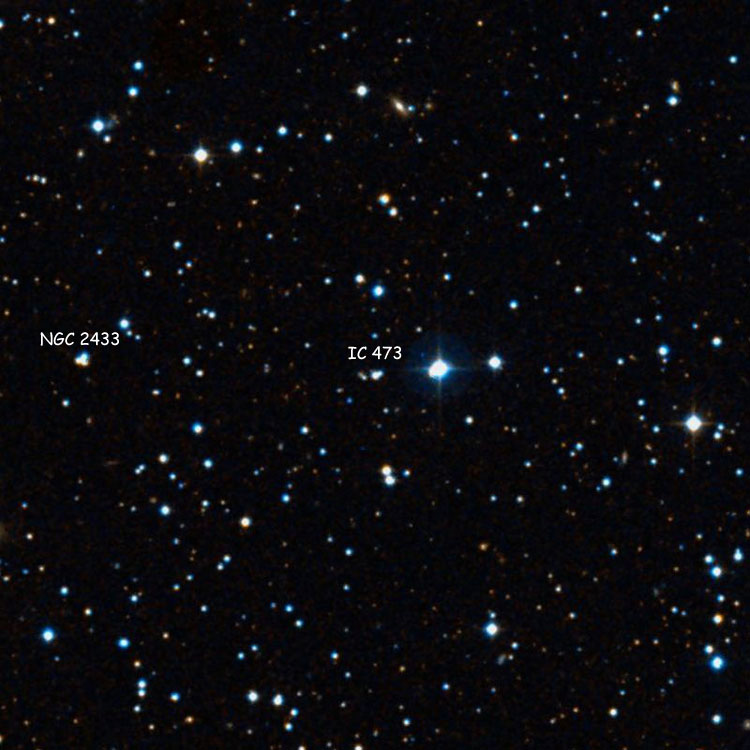 DSS image of region near the stars listed as IC 473, also showing the triple star listed as NGC 2433