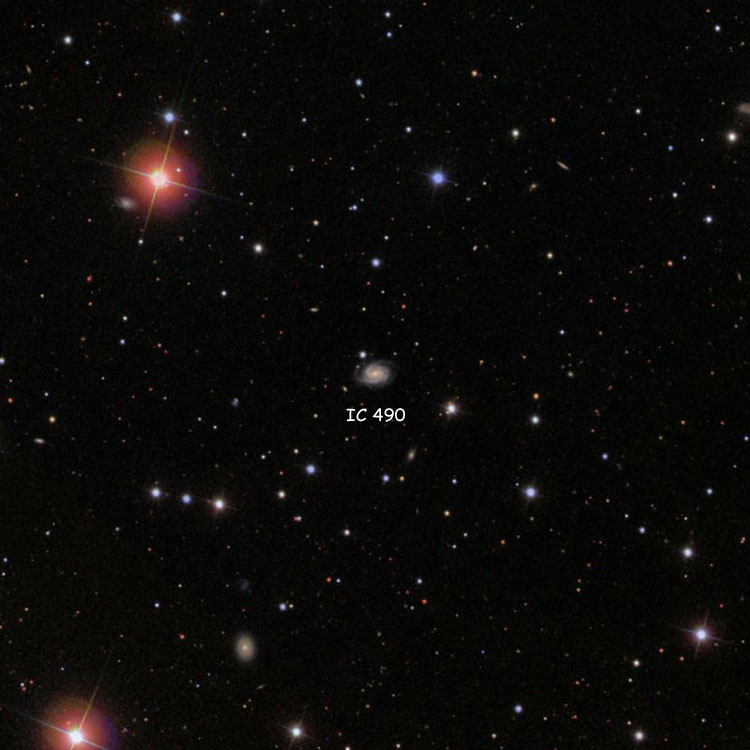 SDSS image of region near spiral galaxy IC 490