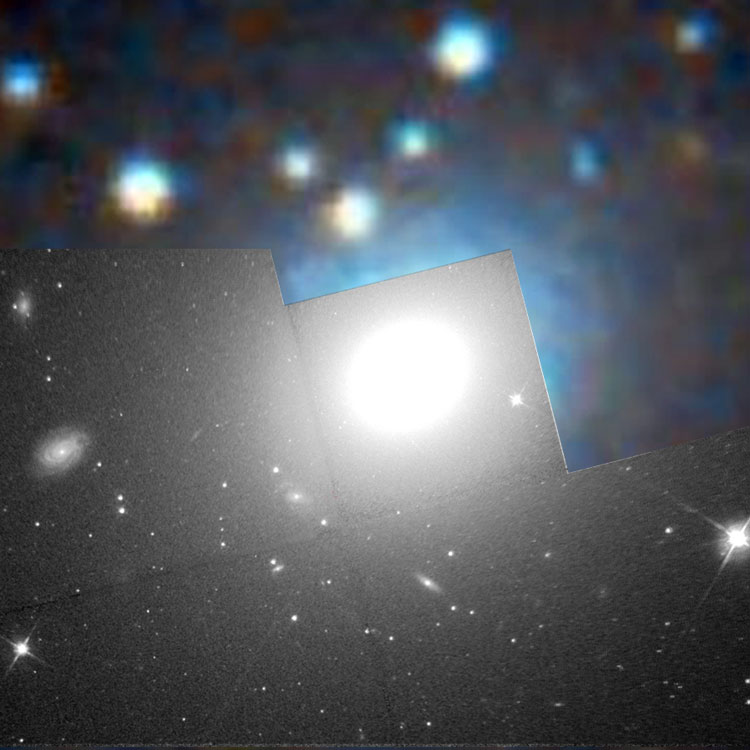 HST image of the central portion of elliptical galaxy IC 4931, overlaid on a DSS image to fill in missing areas
