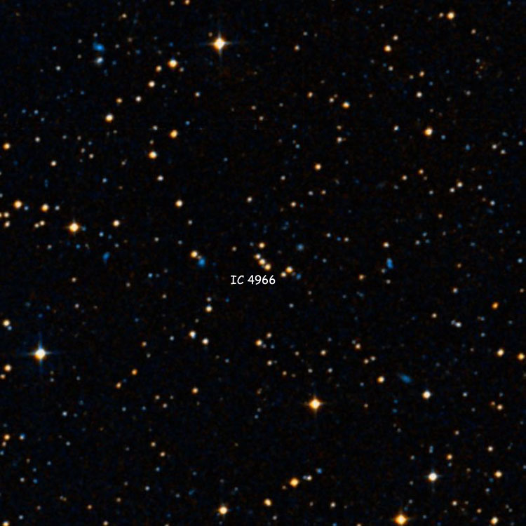 DSS image of region near the line of three stars that comprises IC 4966