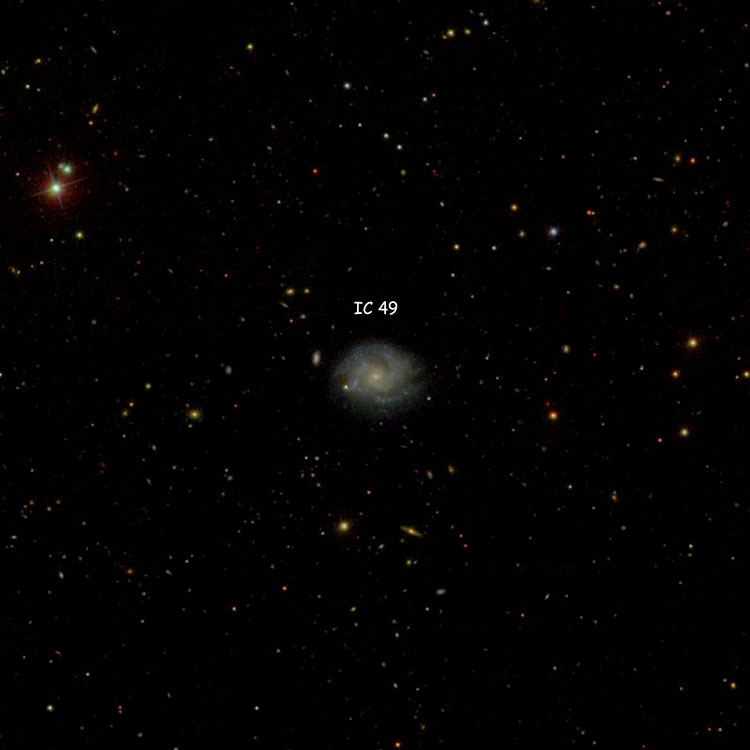SDSS image of region near spiral galaxy IC 49