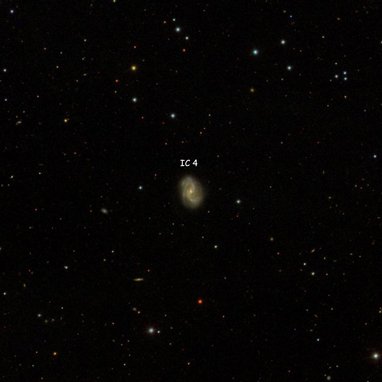 SDSS image of region near spiral galaxy IC 4